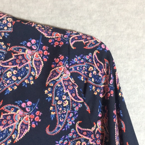 THE LIMITED Classic Paisley Print Easy Care Poly Fabric Navy w/Shades of Pink - Picture 7 of 16